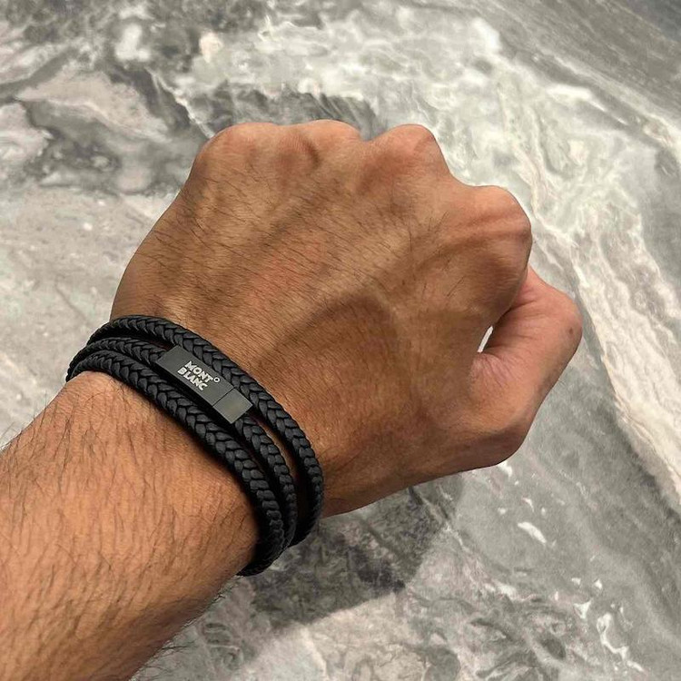 دستبند چرم و استیل مونت بلک